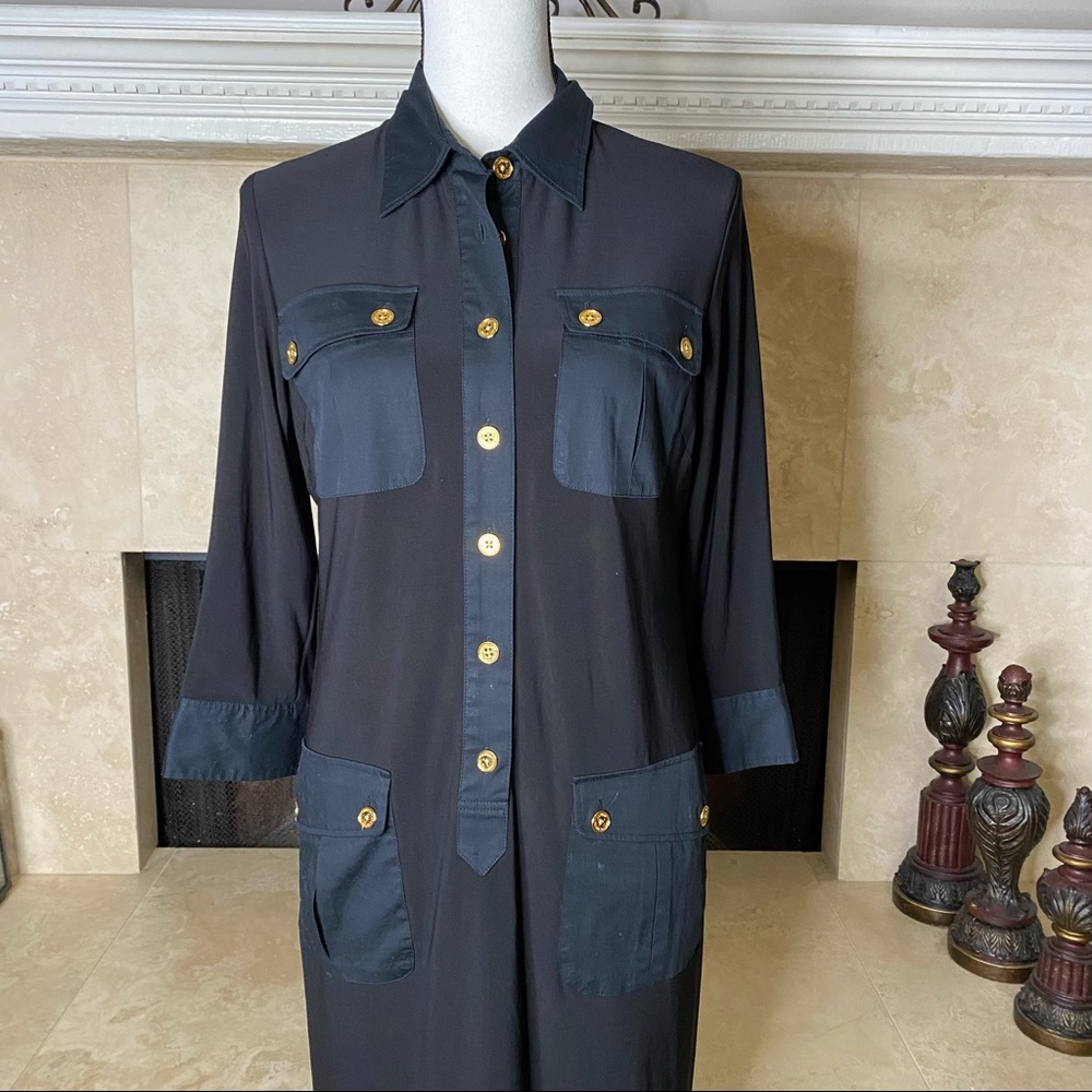 Lauren Ralph Lauren Black 3/4 sleeve button front Dress size 8 - Picture 3 of 13